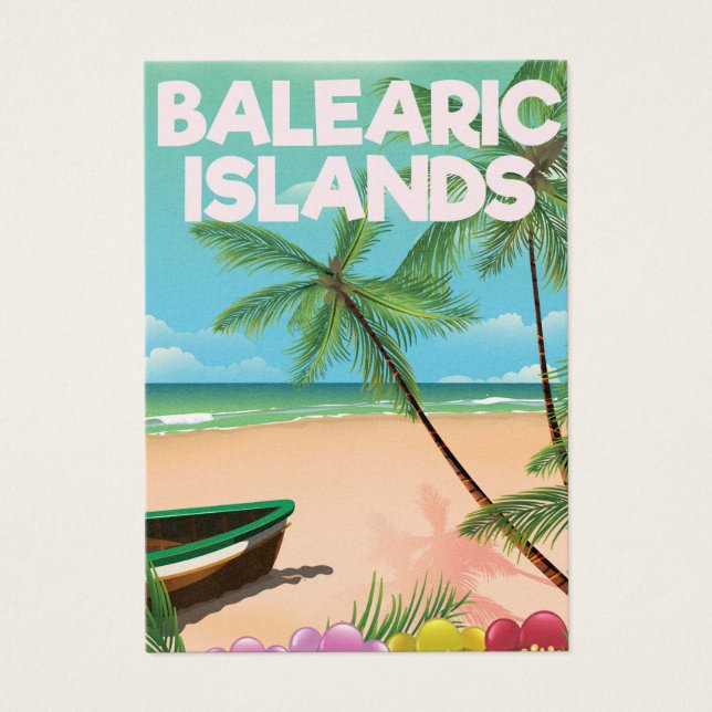 Balearen strand reisposter visitekaartjes (Voorkant)