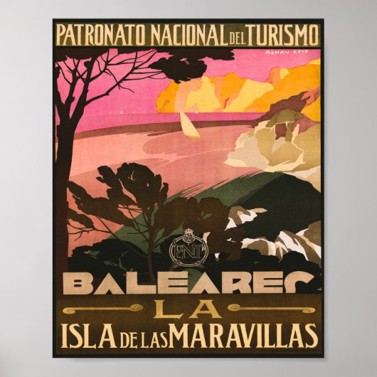 Baleares Spain Vintage Travel Poster (Voorkant)