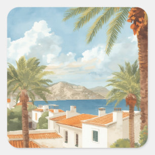 Balearische Eilanden Oude Franse Reis Vierkante Sticker