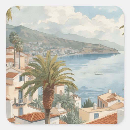 Balearische Eilanden Oude Franse Reis Vierkante Sticker (Voorkant)