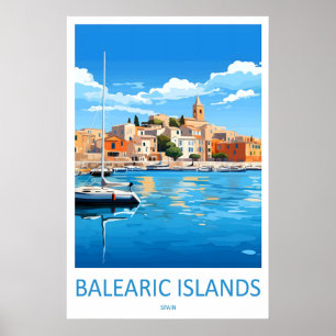 Balearische Eilanden Vintage Reisposter Ski Poster