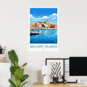 Balearische Eilanden Vintage Reisposter Ski Poster (Thuiskantoor)