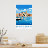 Balearische Eilanden Vintage Reisposter Ski Poster (Keuken)