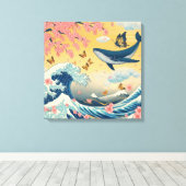 Baleia Celestial entre Cerejeiras – Arte IA Canvas Afdruk (Insitu (Houten vloer))