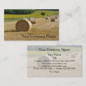 balen van landbouwstro in een veld visitekaartje (Voorkant / Achterkant)