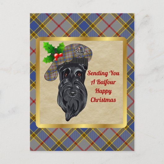Balfour Clan Badge & Tartan Kerstmis Briefkaart (Voorkant)