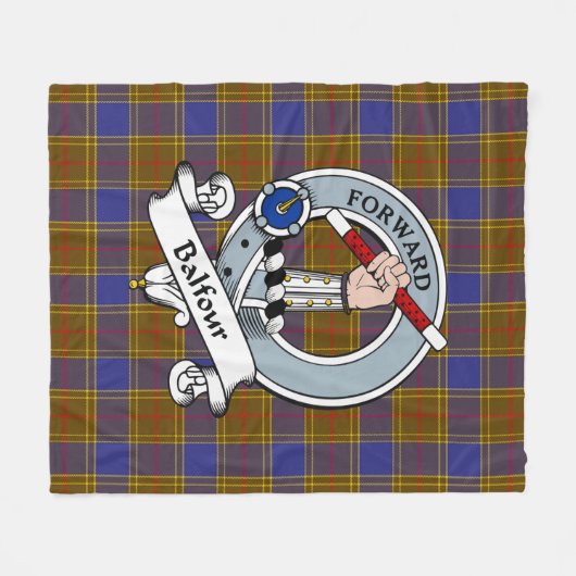 Balfour Clan Badge Tartan Pset Fleece Deken (Voorkant (Horizontaal))