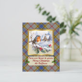 Balfour Crest & Tartan w/Robin Gepersonaliseerd Feestdagenkaart (Staand voorkant)