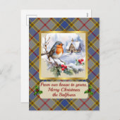 Balfour Crest & Tartan w/Robin Gepersonaliseerd Feestdagenkaart (Voorkant / Achterkant)