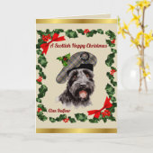 Balfour Scottie Dog Gepersonaliseerde Xmas Kaart (Gele Bloem)