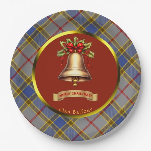 Balfour Tartan Gepersonaliseerde Kerstmis Papieren Bordje (Voorkant)