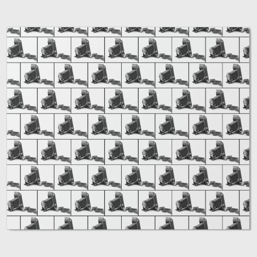  balgcamera op wit cadeaupapier (Vlak)