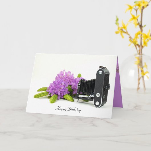  balgen camera verjaardag kaart (Gele Bloem)