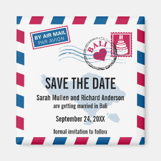 Bali Air Mail Bruiloft Bewaar de datum Magneet