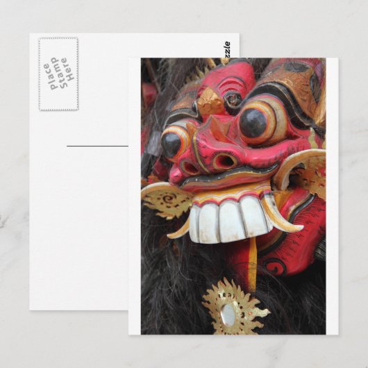 Bali Barong-masker Briefkaart (Voorkant / Achterkant)