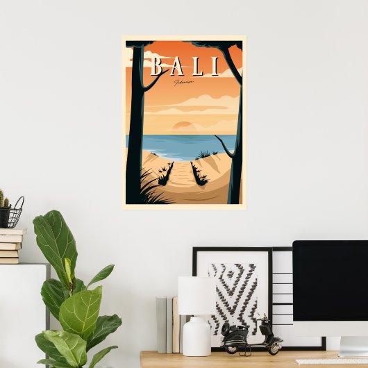Bali Beach Sunset Poster (Thuiskantoor)