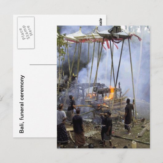 Bali, begrafenisplechtigheid op Balinese plaats Briefkaart (Voorkant / Achterkant)