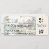 Bali Bestemming Boarding Pass Groene foto bruiloft Kaart (Achterkant)