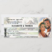 Bali Bestemming Boarding Pass Groene foto bruiloft Kaart (Voorkant)