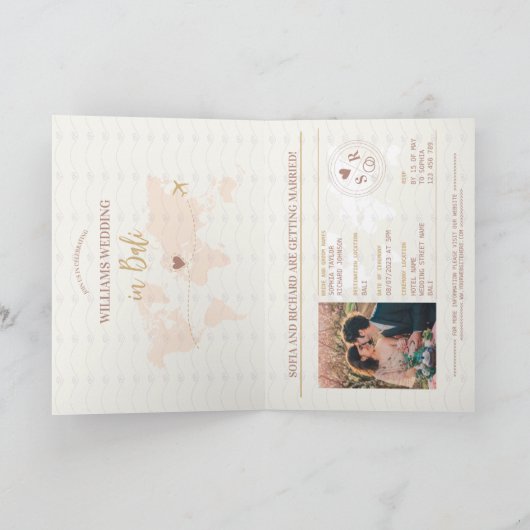 Bali Boho Wedding Destination Passport Wereldkaart (Binnen)