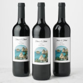 Bali bruiloft gunst gepersonaliseerd wijn etiket (Flessen)