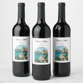 Bali bruiloft gunst gepersonaliseerd wijn etiket