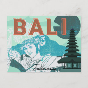 Bali Dancer Green Tone Holiday Briefkaart