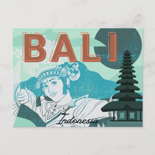 Bali Dancer Green Tone Holiday Briefkaart (Voorkant)