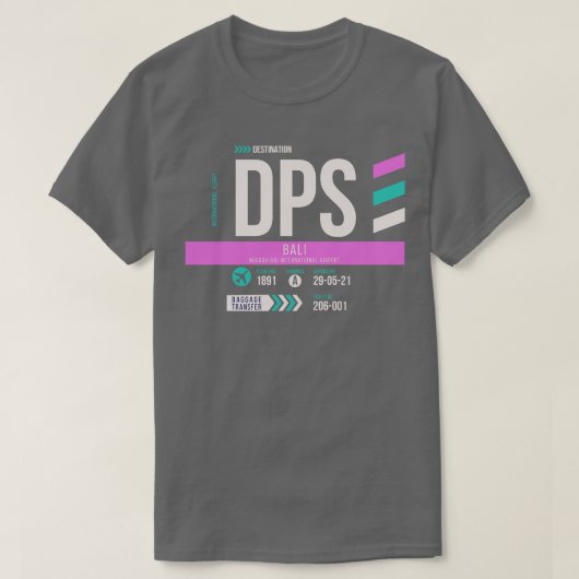 Bali DPS Airport Code Bagage Label 1 T-shirt (Design voorkant)