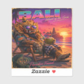 Bali Eiland der Goden Retro Reisposter Sticker (Vel)