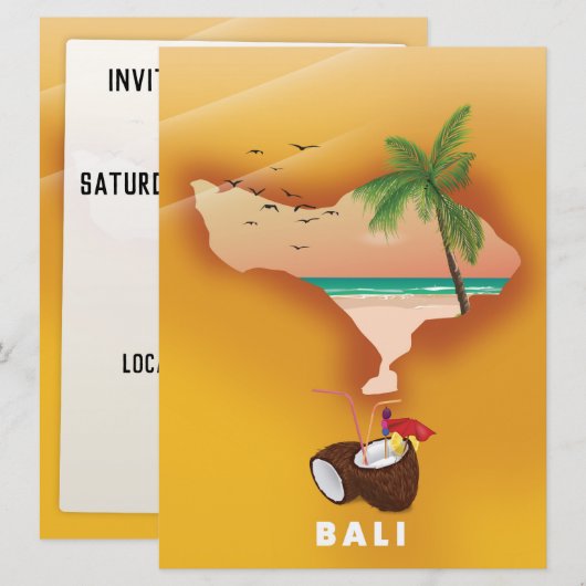 Bali geïllustreerde kaart (Voorkant / Achterkant)