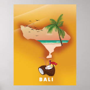 Bali geïllustreerde kaart poster