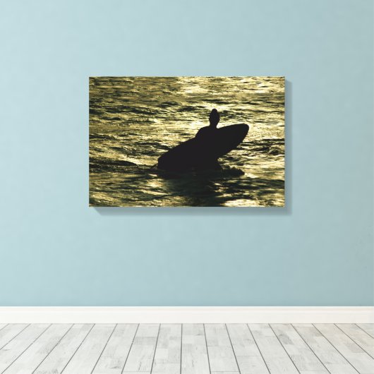 Bali Golden Hour Surf  - Canvas Wall Art Print (Insitu (Houten vloer))