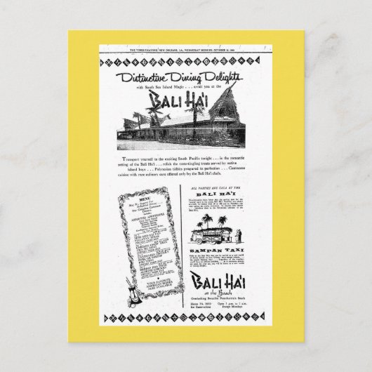 Bali Hai Pontchartrain Beach Briefkaart (Voorkant)