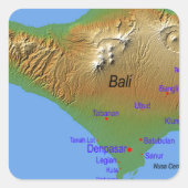 Bali Holliday Map Vierkante Sticker (Voorkant)