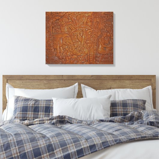 Bali houtsnijwerk unieke kunst canvas afdruk (Insitu (Slaapkamer))
