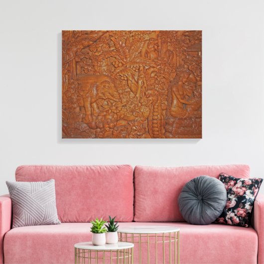 Bali houtsnijwerk unieke kunst canvas afdruk (Insitu (Woonkamer))