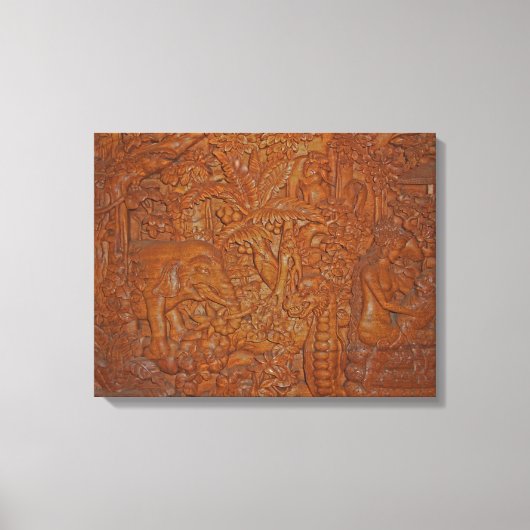 Bali houtsnijwerk unieke kunst canvas afdruk (Voorkant)