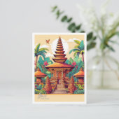 Bali Indonesia Art Vintage Travel Illustratie Briefkaart (Staand voorkant)