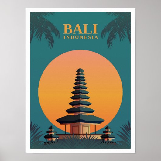 Bali Indonesia Art Vintage Travel Illustratie Poster (Voorkant)