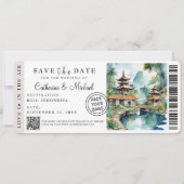 Bali Indonesia Boarding Pass Destination Save The Date (Voorkant)