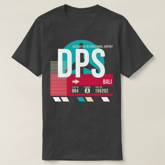 Bali Indonesia DPS Airport Code Bagage Label E T-shirt (Design voorkant)