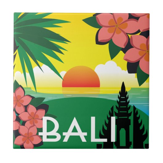 Bali Indonesia Illustration  style Tegeltje (Voorkant)
