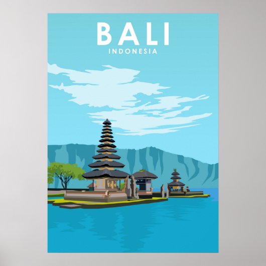 Bali Indonesia Illustration Travel Poster (Voorkant)