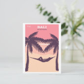 Bali Indonesia Pink Vintage Travel Poster Briefkaart (Staand voorkant)