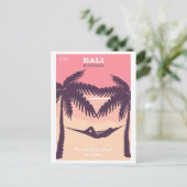 Bali Indonesia Pink Vintage Travel Poster Briefkaart (Staand voorkant)