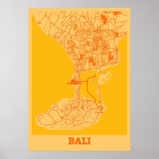 Bali - Indonesia Sunset City Map Poster (Voorkant)
