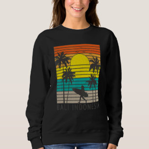 Bali Indonesia Surfer Surfing Girl Palm Tree Vacat Trui