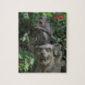 Bali Indonesia Temple Statue with Macaque Monkey Legpuzzel (Verticaal)