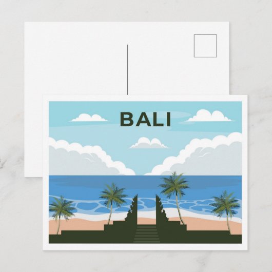 Bali Indonesia travel place illustration Briefkaart (Voorkant / Achterkant)